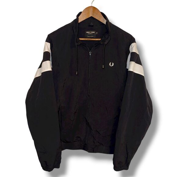 Fred Perry Black Nylon Performance Full-Zip Track Jacket Sz M - Picture 1 of 4